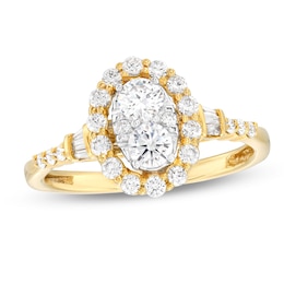 0.75 CT. T.W. Oval-Shaped Multi-Diamond Frame Engagement Ring in 10K Gold (I/I2)