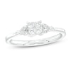 Thumbnail Image 0 of 0.32 CT. T.W. Quad Princess-Cut Diamond Leaf-Sides Engagement Ring in 10K White Gold