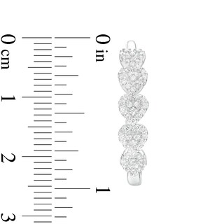 0.50 CT. T.W. Heart-Shaped Multi-Diamond Frame Hoop Earrings in 10K White Gold