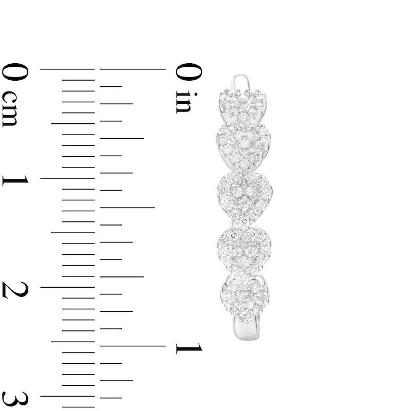 Main Image 3 of 0.50 CT. T.W. Heart-Shaped Multi-Diamond Frame Hoop Earrings in 10K White Gold