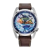 Thumbnail Image 1 of Men's Citizen Disney Avatar Eco-Drive® Brown Leather Strap Watch with Blue Dial (Model: AW2060-02W)