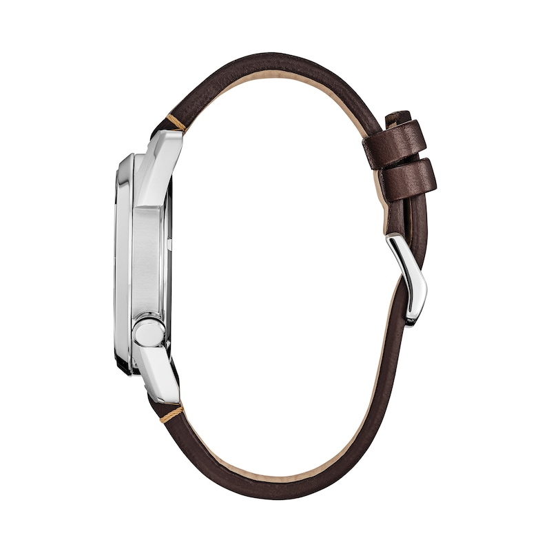 Main Image 2 of Men's Citizen Disney Avatar Eco-Drive® Brown Leather Strap Watch with Blue Dial (Model: AW2060-02W)