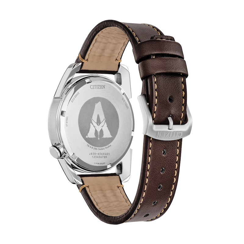Main Image 3 of Men's Citizen Disney Avatar Eco-Drive® Brown Leather Strap Watch with Blue Dial (Model: AW2060-02W)