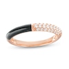 Thumbnail Image 1 of 0.24 CT. T.W. Diamond Black Enamel Band in Sterling Silver with 14K Rose Gold Plate