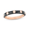 Thumbnail Image 1 of 0.089 CT. T.W. Diamond Station Black Enamel Band in Sterling Silver with 14K Rose Gold Plate