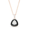 0.19 CT. T.W. Triangular Multi-Diamond Black Enamel Frame Pendant in Sterling Silver with 14K Rose Gold Plate
