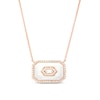 Thumbnail Image 1 of 0.20 CT. T.W. Baguette Diamond Octagonal Frame White Enamel Necklace in Sterling Silver with 14K Rose Gold Plate