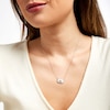 Thumbnail Image 2 of 0.20 CT. T.W. Baguette Diamond Octagonal Frame White Enamel Necklace in Sterling Silver with 14K Rose Gold Plate
