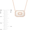 Thumbnail Image 3 of 0.20 CT. T.W. Baguette Diamond Octagonal Frame White Enamel Necklace in Sterling Silver with 14K Rose Gold Plate
