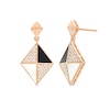 Thumbnail Image 0 of 0.30 CT. T.W. Diamond Kite-Shaped Black and White Enamel Drop Earrings in Sterling Silver with 14K Rose Gold Plate