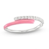 0.149 CT. T.W. Diamond Pink Enamel Bypass Split Shank Ring in Sterling Silver