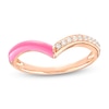 Thumbnail Image 1 of 0.09 CT. T.W. Diamond Pink Enamel Chevron Ring in Sterling Silver with 14K Rose Gold Plate