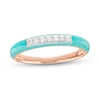 Thumbnail Image 0 of 0.09 CT. T.W. Diamond Channel-Set Aqua Blue Enamel Band in Sterling Silver with 14K Rose Gold Plate