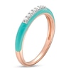 0.09 CT. T.W. Diamond Channel-Set Aqua Blue Enamel Band in Sterling Silver with 14K Rose Gold Plate
