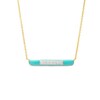 Thumbnail Image 1 of 0.09 CT. T.W. Diamond Aqua Blue Enamel Horizontal Bar Necklace in Sterling Silver with 14K Gold Plate