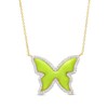 Thumbnail Image 1 of 0.33 CT. T.W. Diamond Frame Yellow Enamel Butterfly Necklace in Sterling Silver with 14K Gold Plate