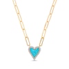 0.23 CT. T.W. Diamond Frame Blue Enamel Heart Necklace in Sterling Silver with 14K Gold Plate