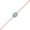 Thumbnail Image 1 of 0.085 CT. T.W. Diamond Frame Blue Enamel Evil Eye Bracelet in Sterling Silver with 14K Rose Gold Plate