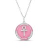 Thumbnail Image 1 of 0.147 CT. T.W. Diamond Pink Enamel Ankh Pendant in Sterling Silver