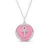 Thumbnail Image 0 of 0.147 CT. T.W. Diamond Pink Enamel Ankh Pendant in Sterling Silver