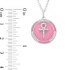 Thumbnail Image 2 of 0.147 CT. T.W. Diamond Pink Enamel Ankh Pendant in Sterling Silver