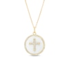Thumbnail Image 1 of 0.31 CT. T.W. Diamond Frame White Enamel Cross Circle Pendant in Sterling Silver with 14K Gold Plate