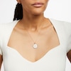 Thumbnail Image 2 of 0.31 CT. T.W. Diamond Frame White Enamel Cross Circle Pendant in Sterling Silver with 14K Gold Plate