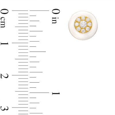 0.25 CT. T.W. Multi-Diamond White Enamel Frame Stud Earrings in Sterling Silver with 14K Gold Plate