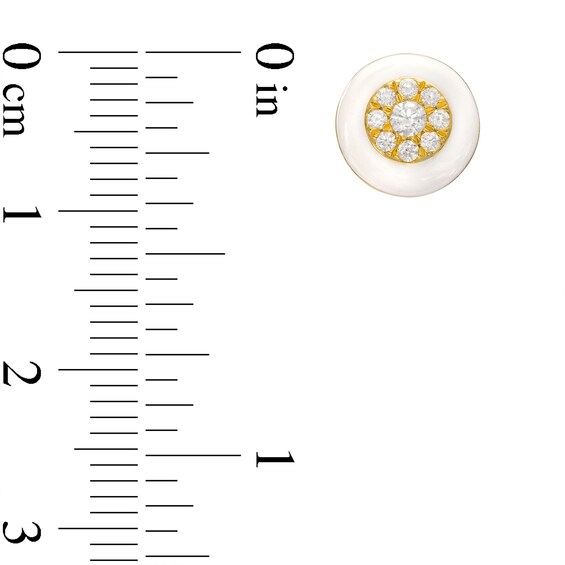 0.25 CT. T.W. Multi-Diamond White Enamel Frame Stud Earrings in Sterling Silver with 14K Gold Plate