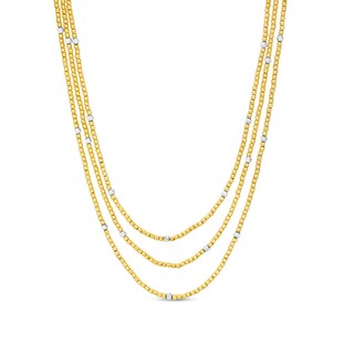 Diamond-Cut Bead Chain Triple Strand Necklace in 18K Gold