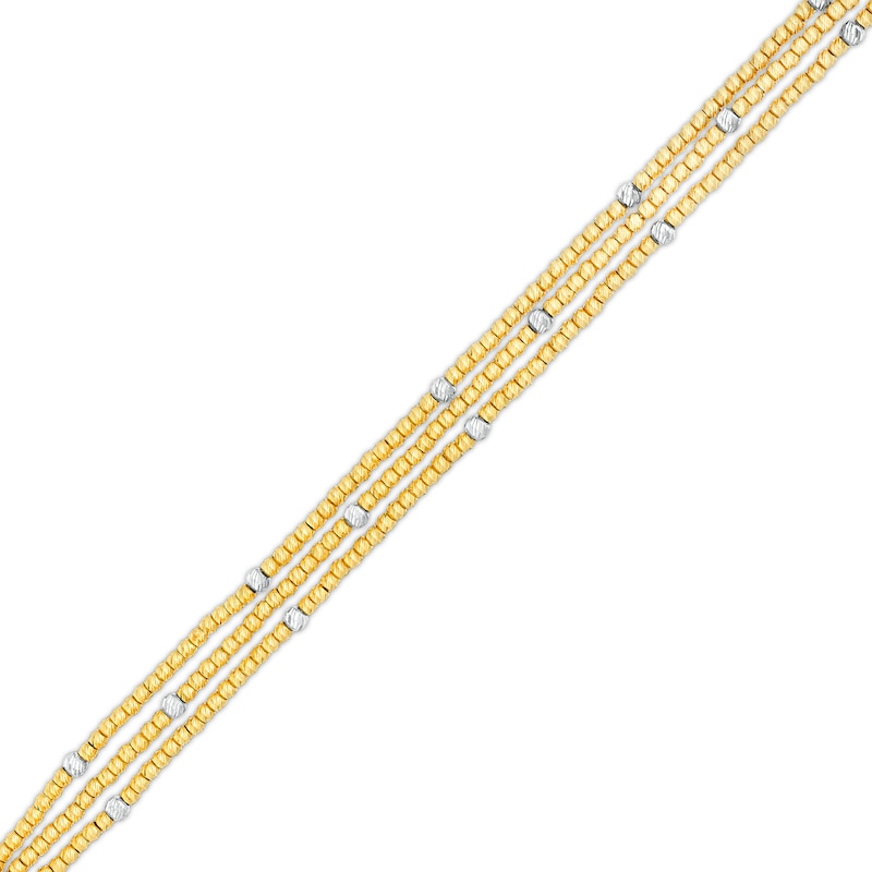 Diamond-Cut Bead Chain Triple Strand Bracelet in 18K Gold - 7.0"|Peoples Jewellers