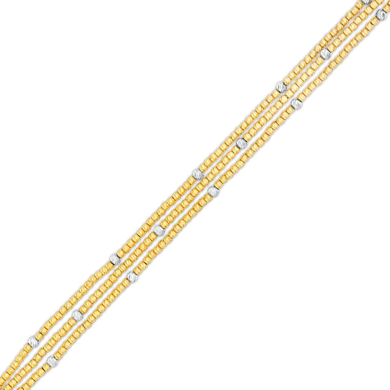 Diamond-Cut Bead Chain Triple Strand Bracelet in 18K Gold - 7.0"