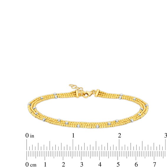 Diamond-Cut Bead Chain Triple Strand Bracelet in 18K Gold - 7.0"