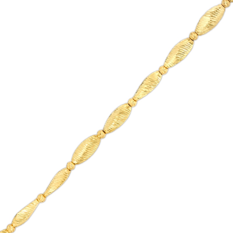 Diamond-Cut Alternating Oval Bead Chain Necklace in 18K Gold - 7.0"