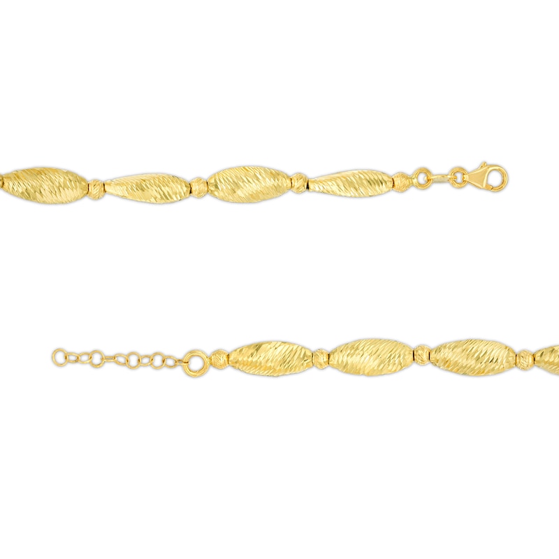 Diamond-Cut Alternating Oval Bead Chain Necklace in 18K Gold - 7.0"