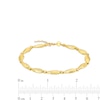 Thumbnail Image 3 of Diamond-Cut Alternating Oval Bead Chain Necklace in 18K Gold - 7.0"