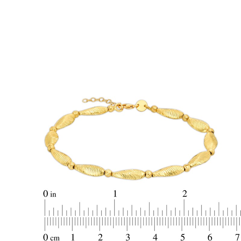 Diamond-Cut Alternating Oval Bead Chain Necklace in 18K Gold - 7.0"