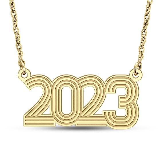 Striped Pattern Block Year Necklace (1 Line)
