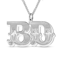Couple's Bold Textured Initial Pendant (2 Initials) - 22"