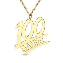 Men's Uppercase Block Name "100" Pendant (1 Line) - 22"