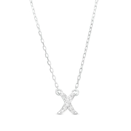 0.05 CT. T.W. Diamond &quot;X&quot; Necklace in Sterling Silver - 18.2&quot;