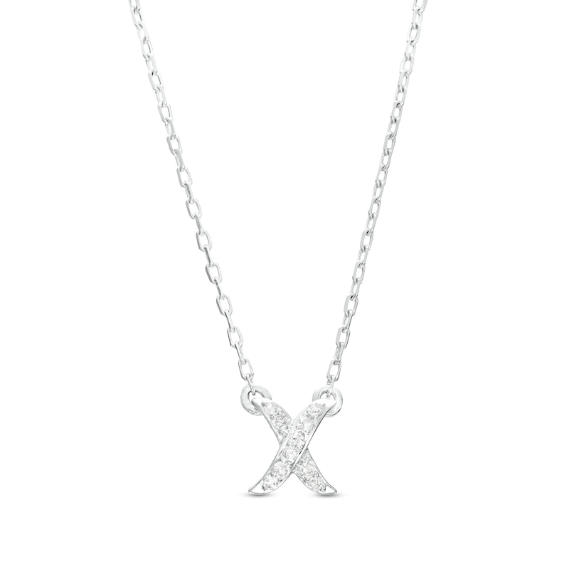 0.05 CT. T.W. Diamond "X" Necklace in Sterling Silver - 18.2"