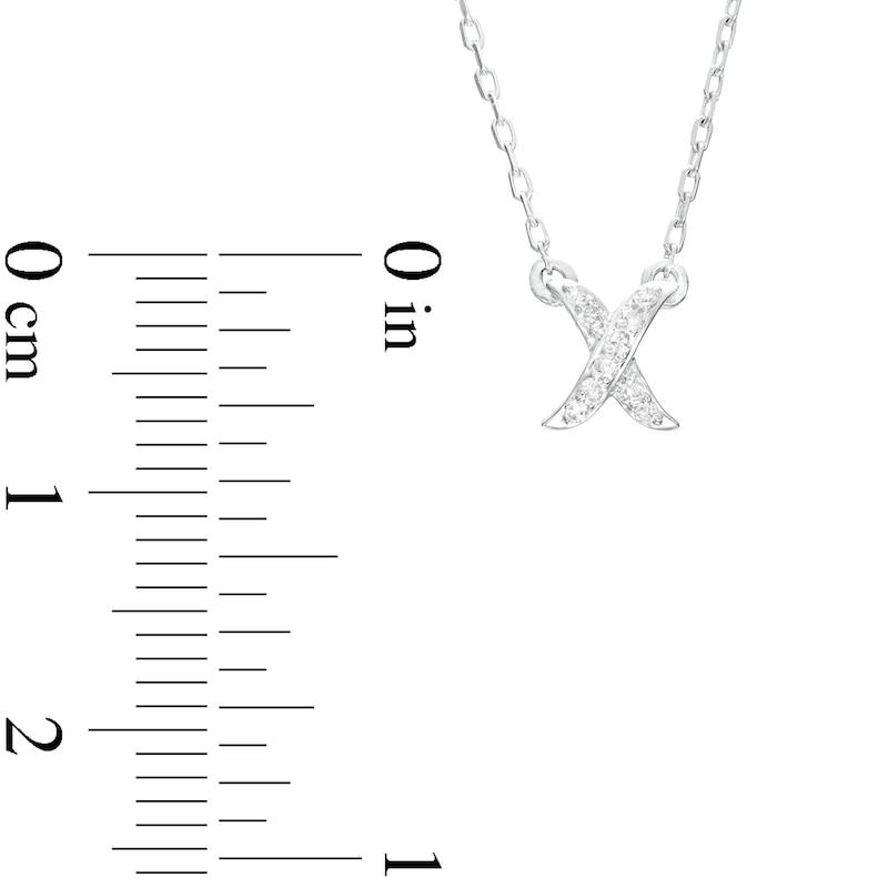 0.05 CT. T.W. Diamond "X" Necklace in Sterling Silver - 18.2"