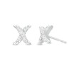 Thumbnail Image 1 of 0.05 CT. T.W. Diamond "X" Stud Earrings in Sterling Silver