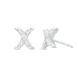 0.05 CT. T.W. Diamond &quot;X&quot; Stud Earrings in Sterling Silver