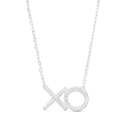 0.12 CT. T.W. Diamond &quot;XO&quot; Necklace in Sterling Silver - 18.5&quot;