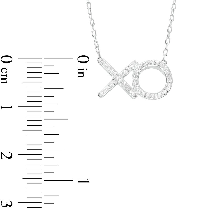 Main Image 3 of 0.12 CT. T.W. Diamond "XO" Necklace in Sterling Silver - 18.5"