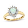 Thumbnail Image 0 of Pear-Shaped Opal and 0.23 CT. T.W. Diamond Shadow Frame Ring in 10K Gold