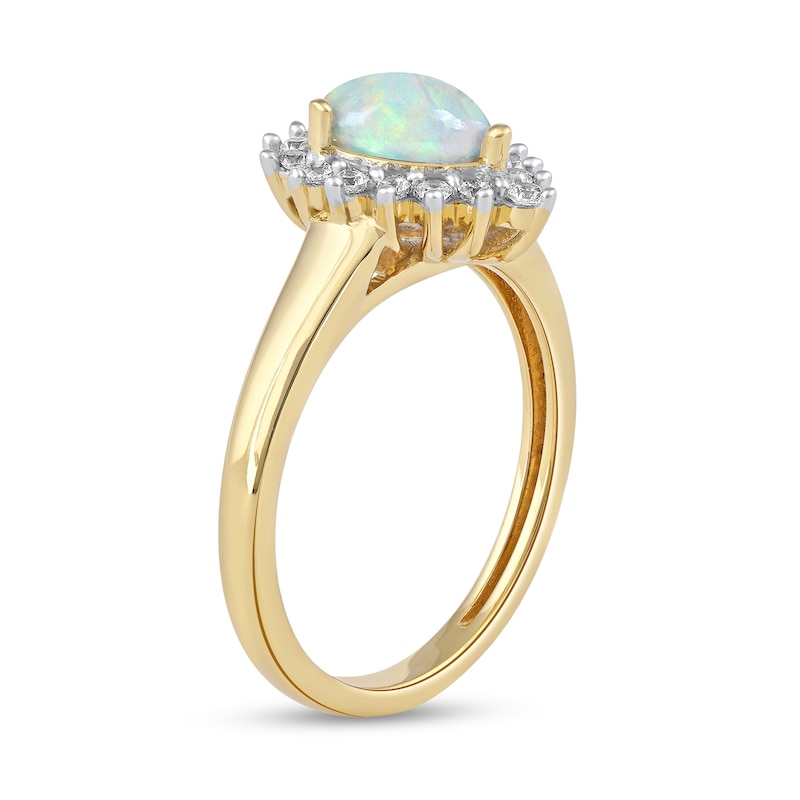 Pear-Shaped Opal and 0.23 CT. T.W. Diamond Shadow Frame Ring in 10K Gold
