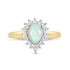 Pear-Shaped Opal and 0.23 CT. T.W. Diamond Shadow Frame Ring in 10K Gold